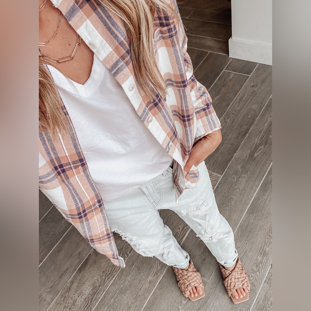 Soft Plaid Flannel in Tan/Cream colors